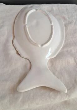 Grand service à poisson vintage en céramique blanche – Lot de 4 pièces