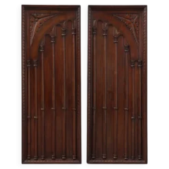 Grands panneaux muraux sculptés en chêne portugais, années 1850, lot de 2