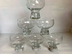 6 grands verres coupes bulle au pied style kosta boda