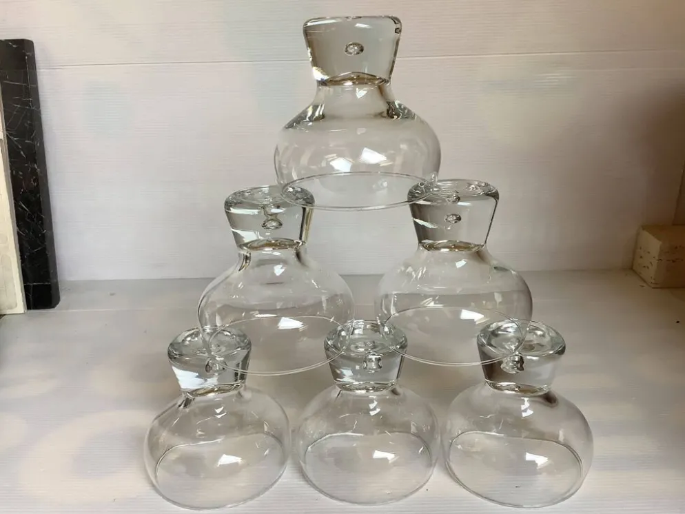 6 grands verres coupes bulle au pied style kosta boda