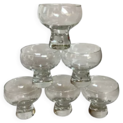 6 grands verres coupes bulle au pied style kosta boda