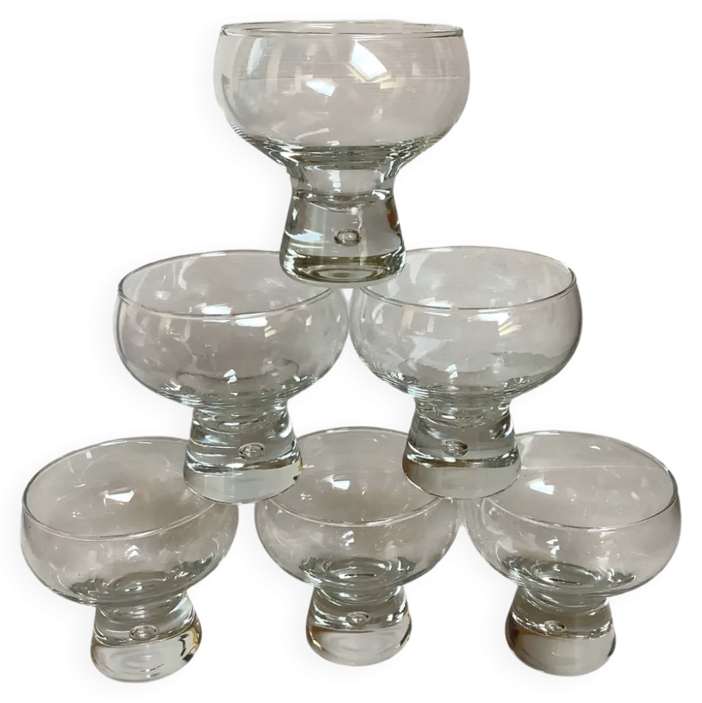 6 grands verres coupes bulle au pied style kosta boda