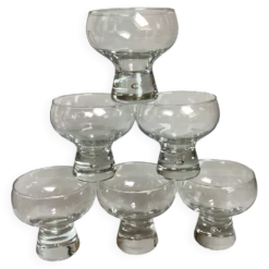 6 grands verres coupes bulle au pied style kosta boda