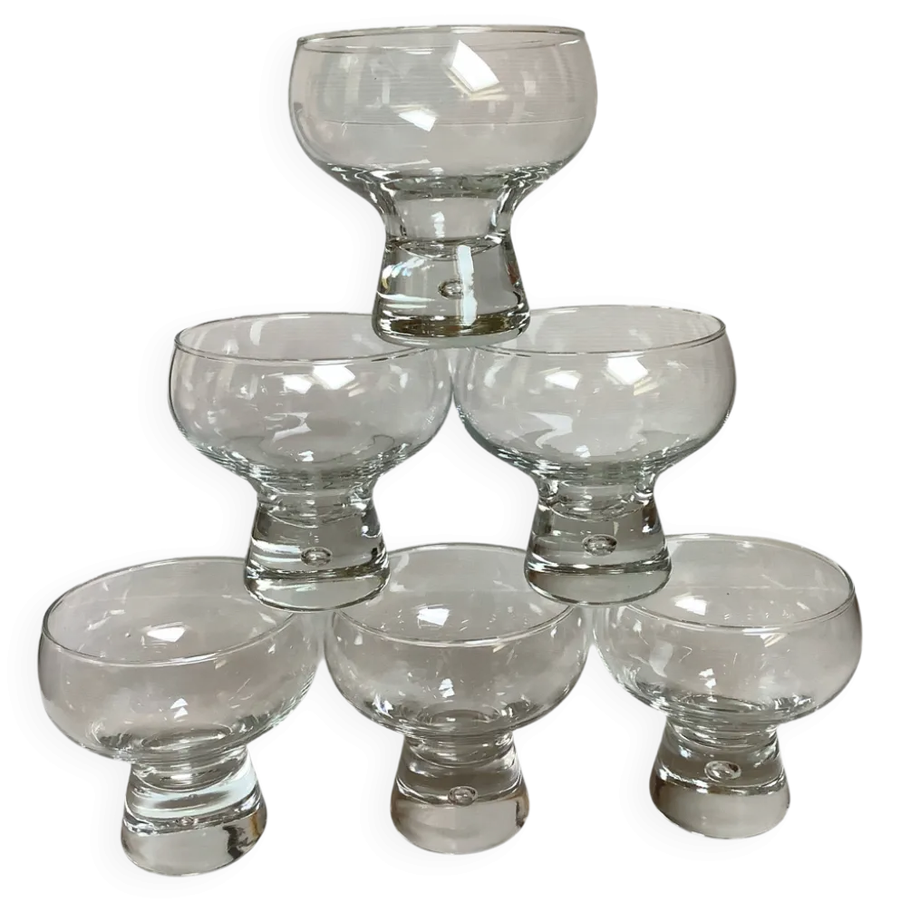 6 grands verres coupes bulle au pied style kosta boda