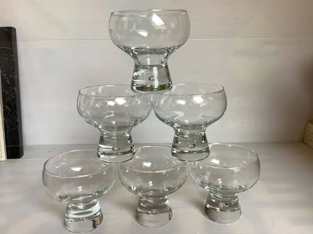 6 grands verres coupes bulle au pied style kosta boda
