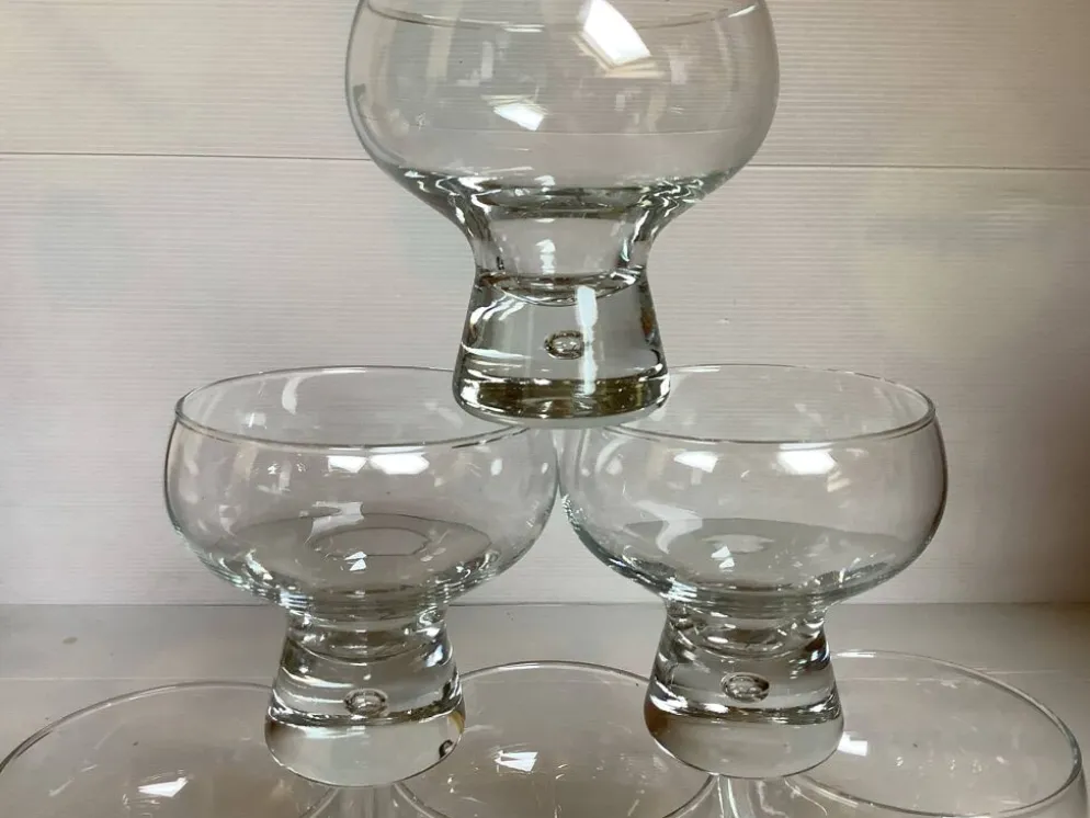 6 grands verres coupes bulle au pied style kosta boda
