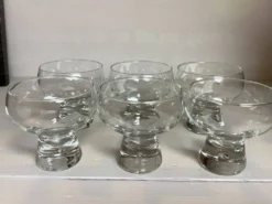 6 grands verres coupes bulle au pied style kosta boda