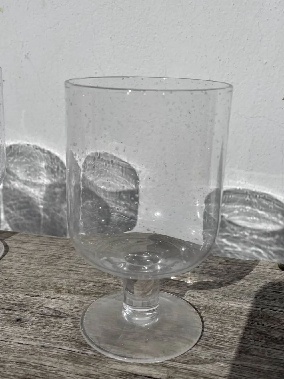 6 grands verres à pied en verre bullé transparent