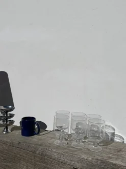 6 grands verres à pied en verre bullé transparent