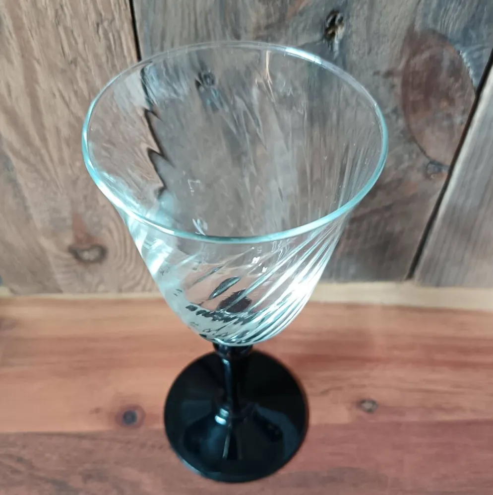 5 grands verres sur pied noir arcoroc france, vintage