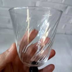 5 grands verres sur pied noir arcoroc france, vintage