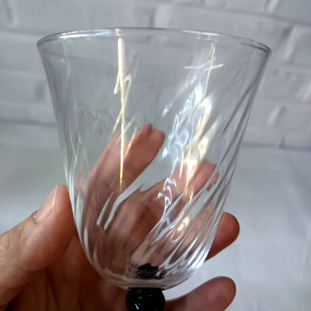 5 grands verres sur pied noir arcoroc france, vintage