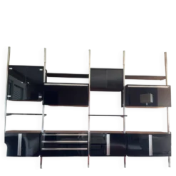 Grand système mural modulable Roche Bobois années 70 – bois, laqué noir et