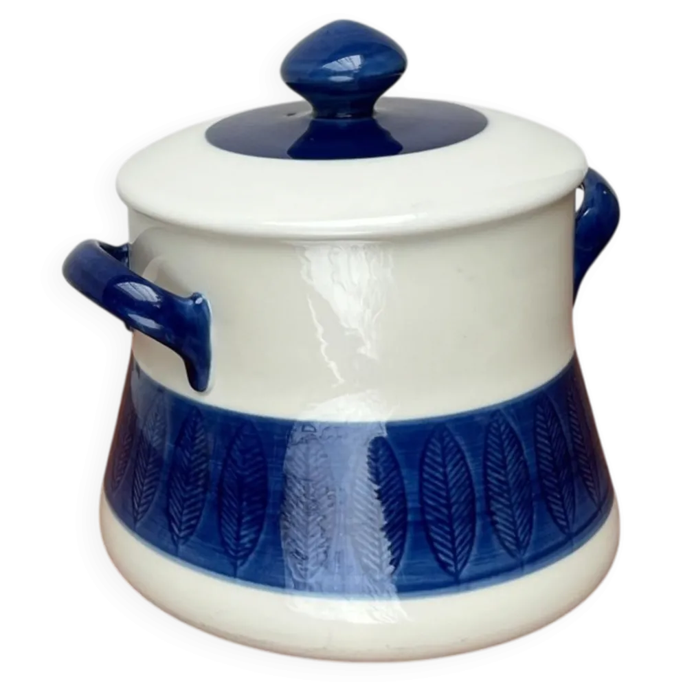 Grand Terrine Couvercle de Pot Suédois du Milieu du Siècle Koka Blue Bla par Hertha Bengtson pour Rörstrand, années 1950