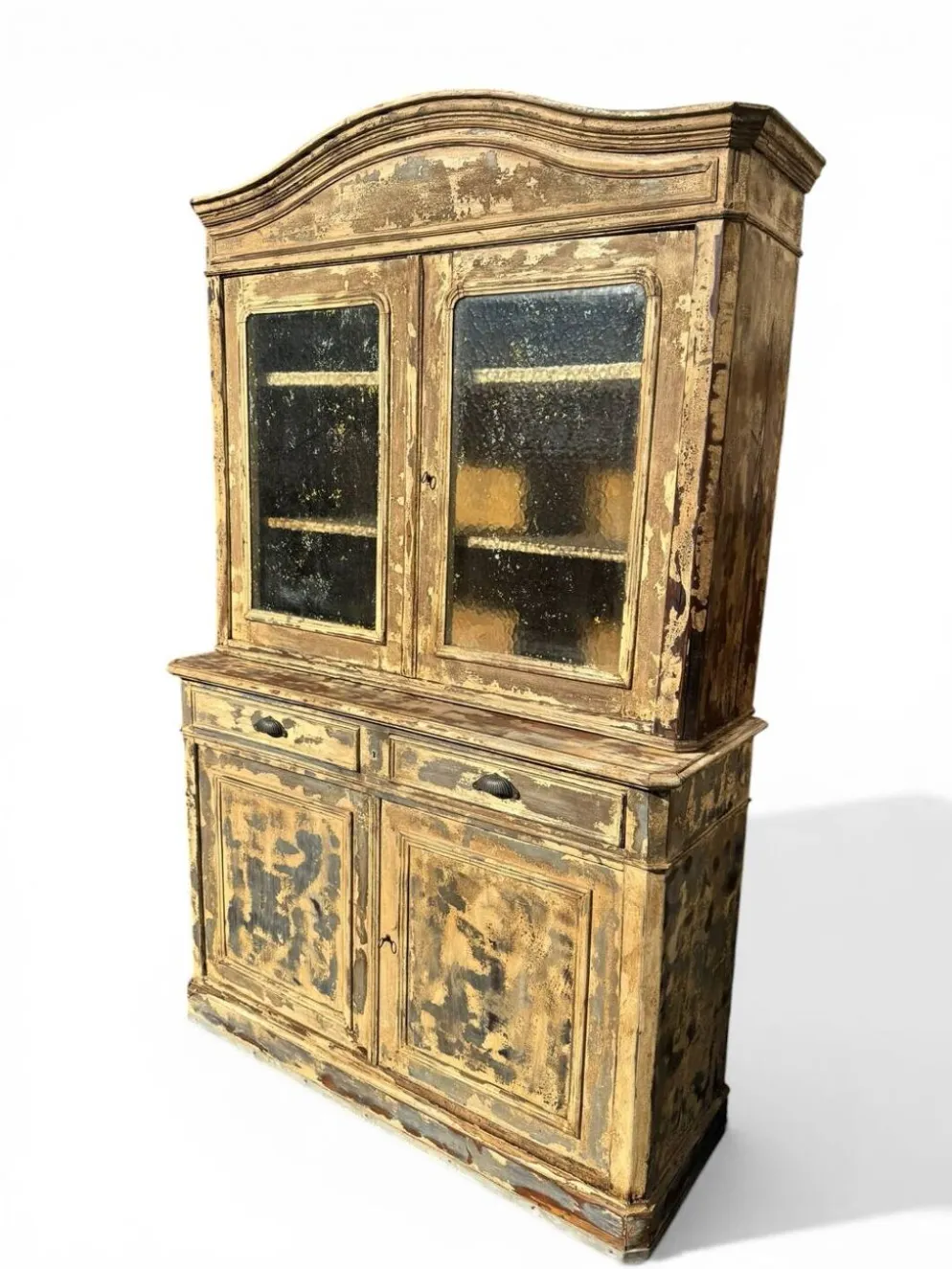 Grand vaisselier deux corps Louis Philippe – patine bleu beige