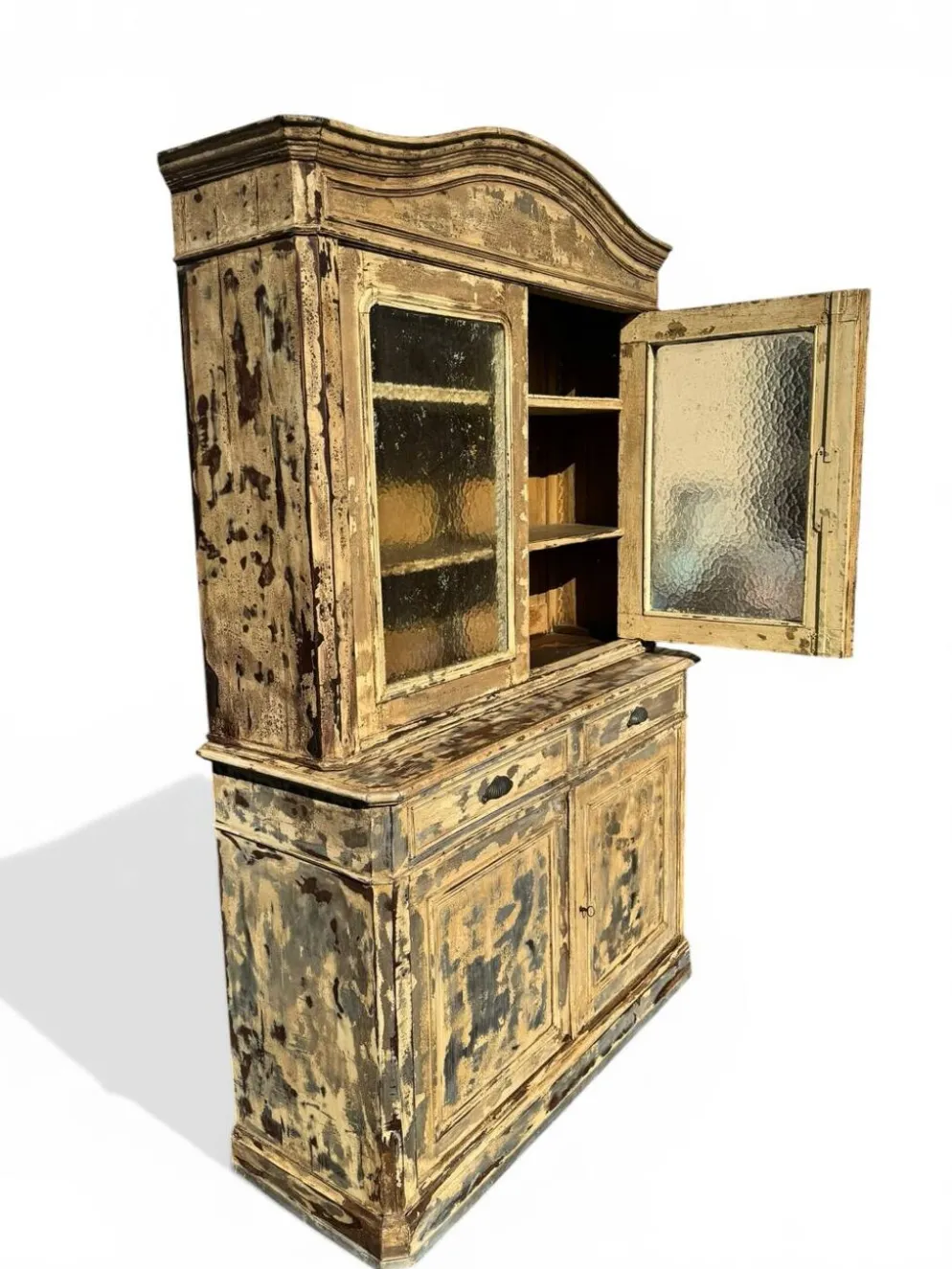 Grand vaisselier deux corps Louis Philippe – patine bleu beige