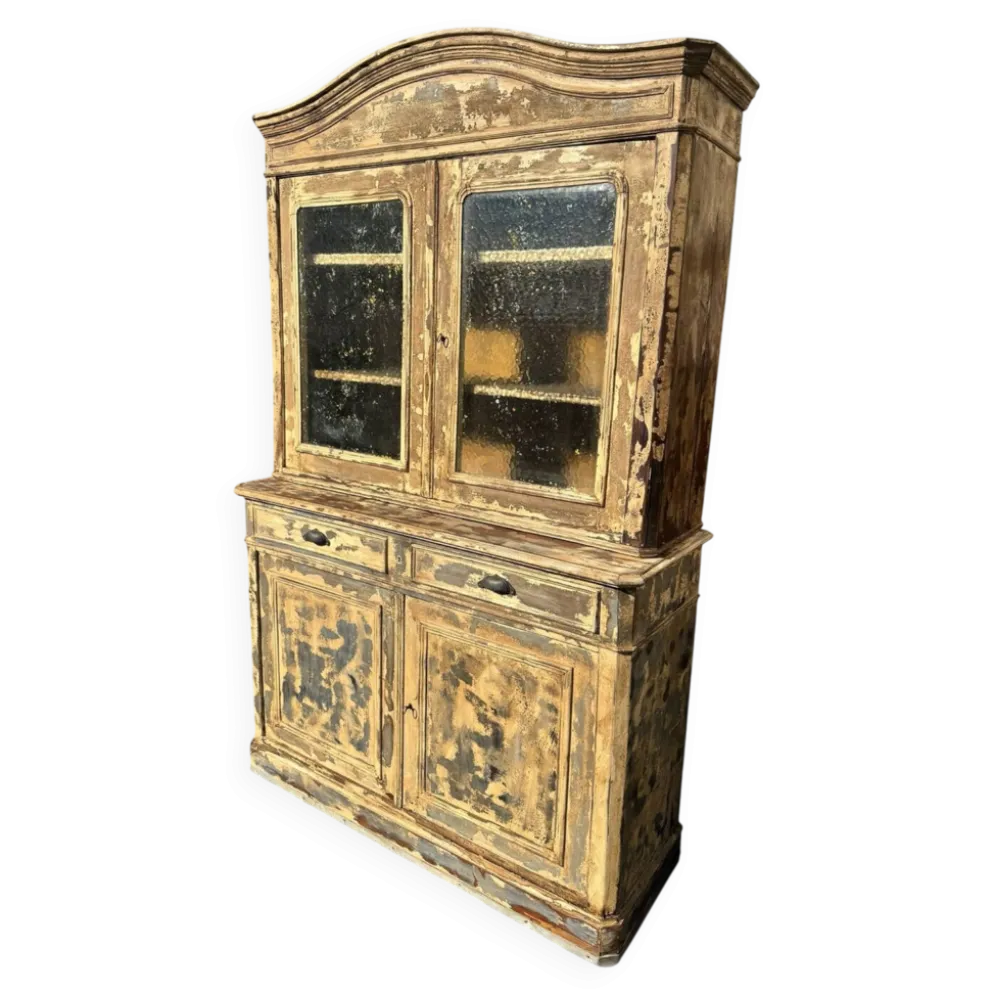Grand vaisselier deux corps Louis Philippe – patine bleu beige