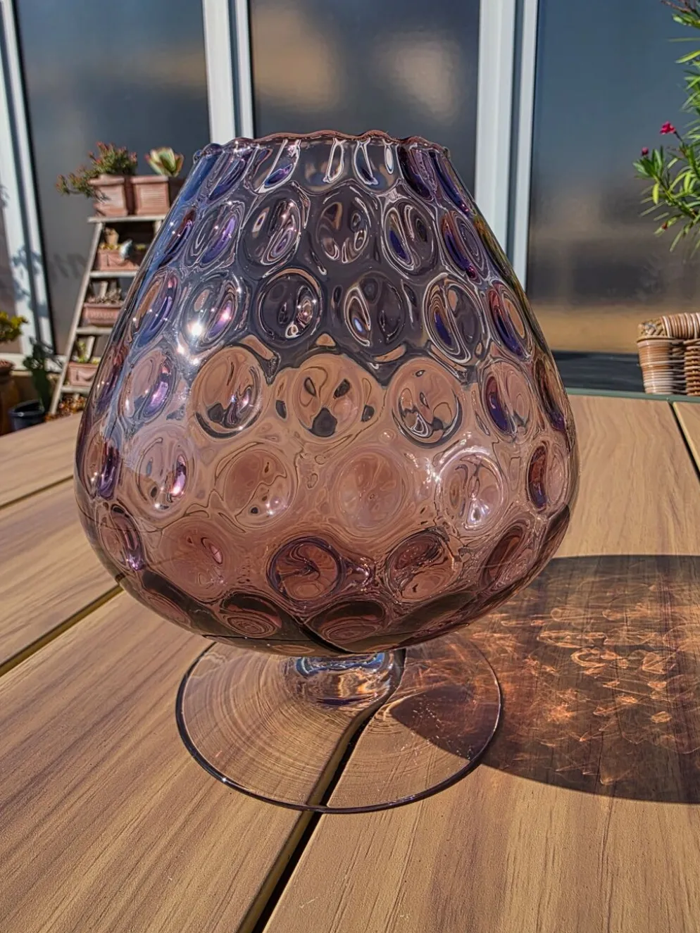Grand verre géant 23 cm Empoli améthyste nid d'abeille verre soufflé