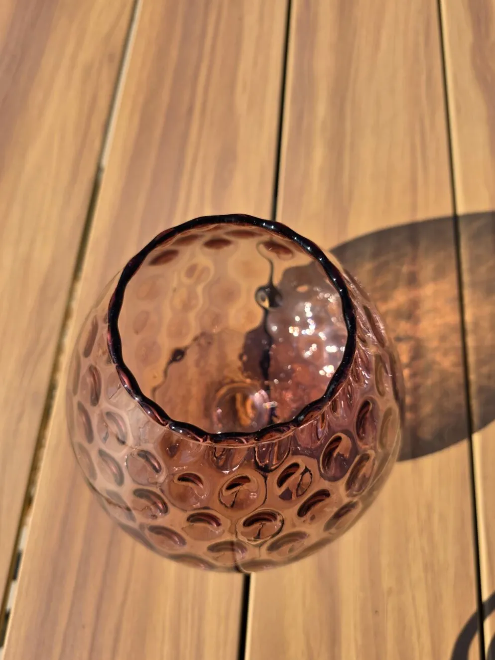 Grand verre géant 23 cm Empoli améthyste nid d'abeille verre soufflé