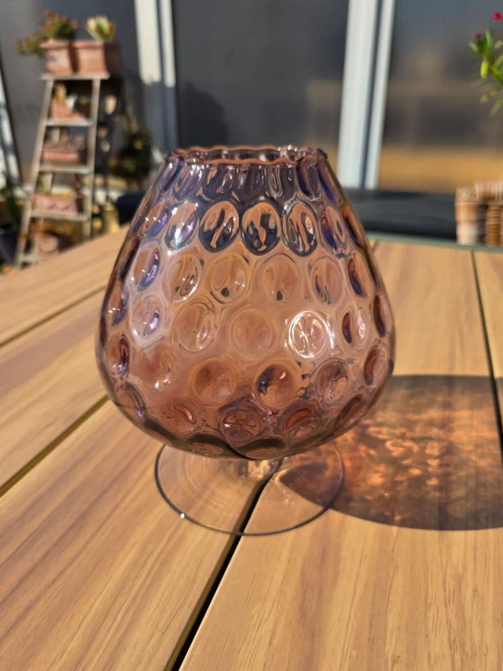 Grand verre géant 23 cm Empoli améthyste nid d'abeille verre soufflé