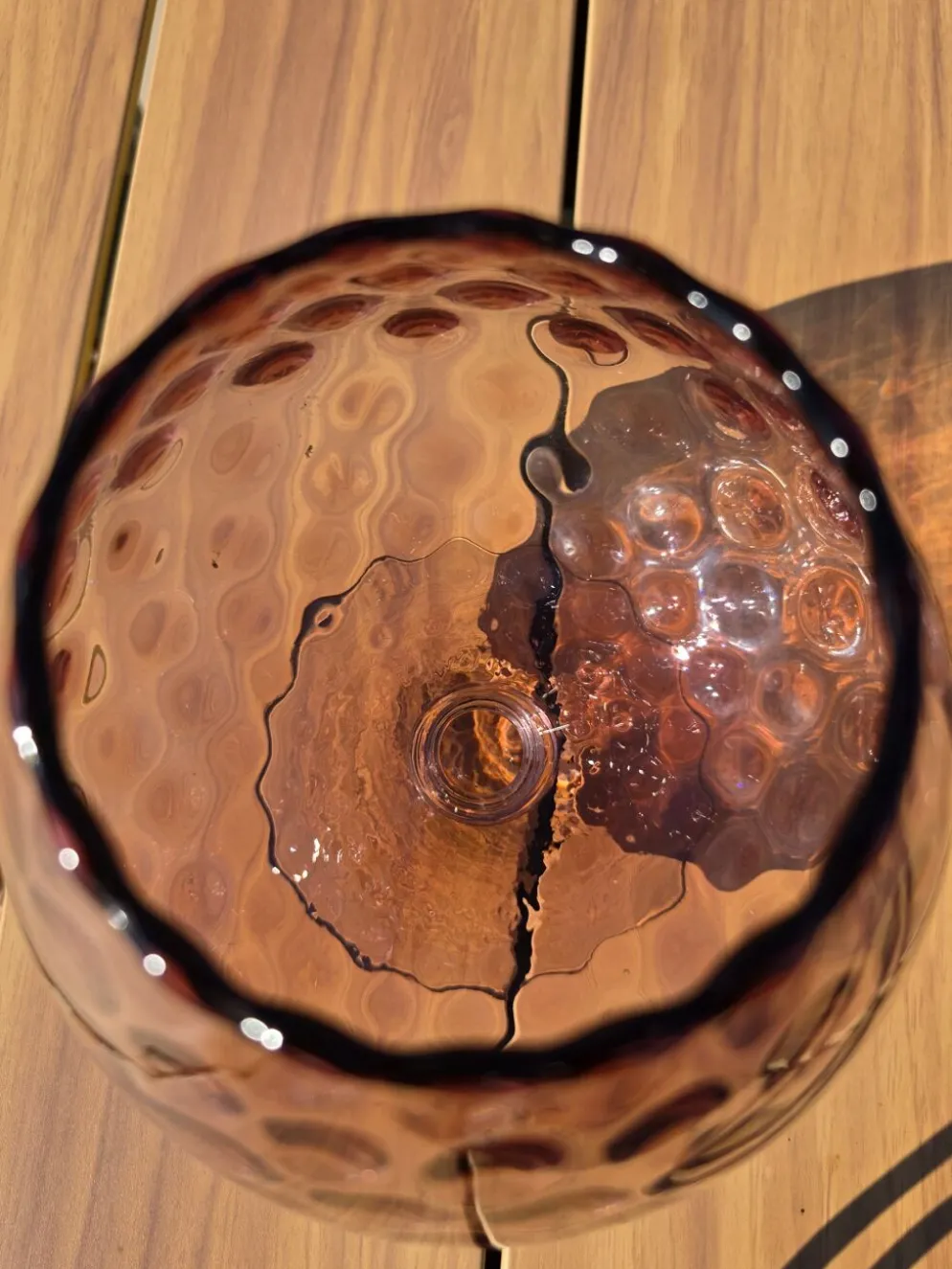Grand verre géant 23 cm Empoli améthyste nid d'abeille verre soufflé