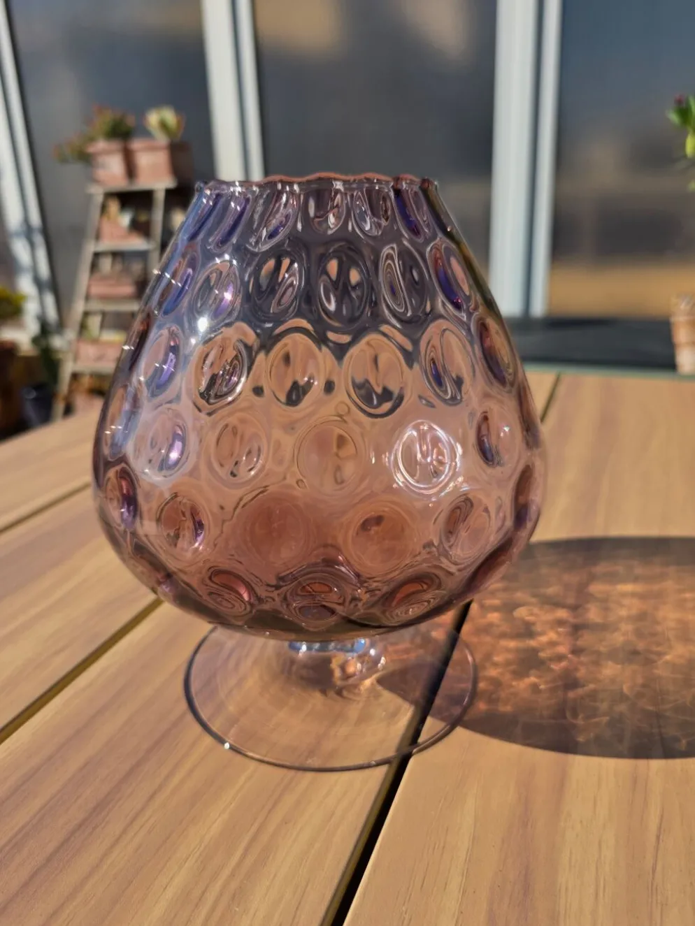 Grand verre géant 23 cm Empoli améthyste nid d'abeille verre soufflé