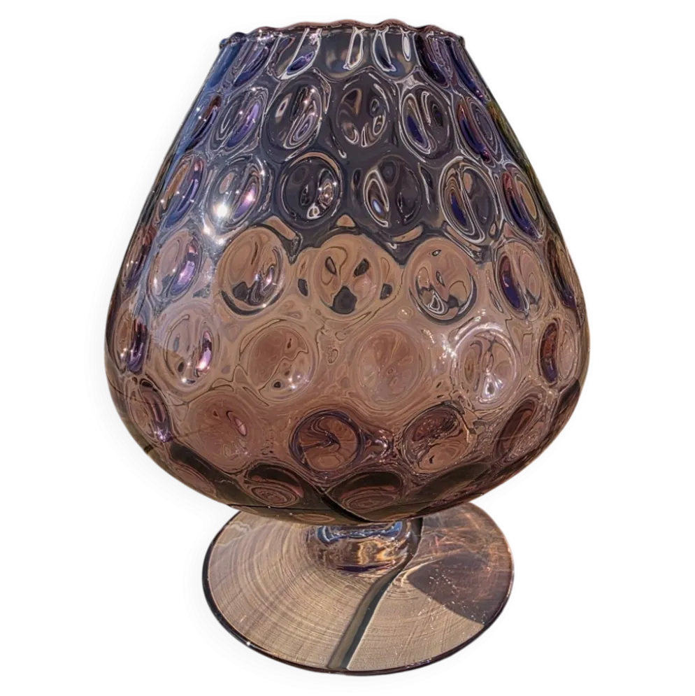 Grand verre géant 23 cm Empoli améthyste nid d'abeille verre soufflé