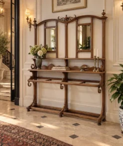 Grand vestiaire Art Nouveau en bois courbé, vers 1900