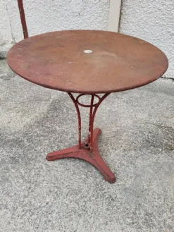 Gueridon de bistrot rond ancien en metal peint n°5