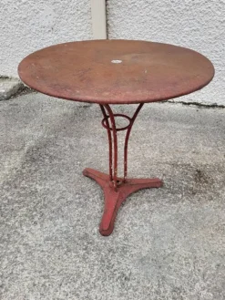 Gueridon de bistrot rond ancien en metal peint n°5
