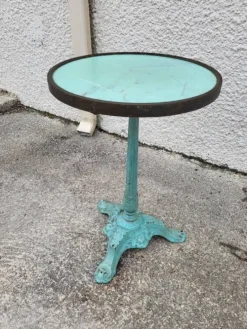 Gueridon de bistrot rond en marbre et fonte vert n°9