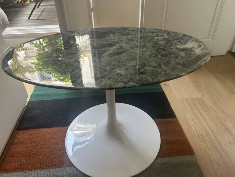 Gueridon pseudo Knoll marbre vert