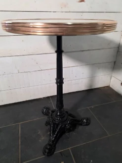 Guéridon de bistrot dessus marbre et laiton pied fonte