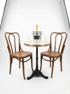 Guéridon de bistrot dessus marbre et laiton pied fonte