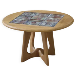 Guéridon/table basse en chêne par Guillerme et Chambron et céramique par Danikowski pour Votre Maison 1950’s