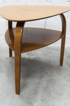 Guéridon / table basse tripode Bow Wood dessin Steiner pour Baumann 1960