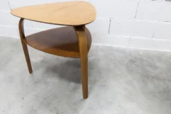 Guéridon / table basse tripode Bow Wood dessin Steiner pour Baumann 1960