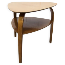 Guéridon / table basse tripode Bow Wood dessin Steiner pour Baumann 1960