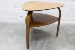 Guéridon / table basse tripode Bow Wood dessin Steiner pour Baumann 1960