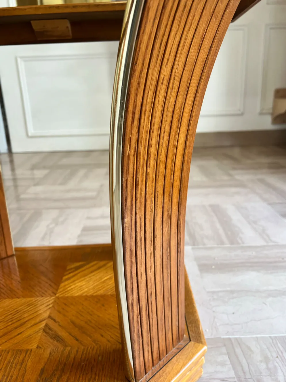 Guéridon/Table d’appoint octogonale en chêne et verre – style Art Déco
