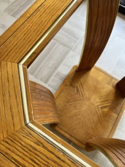 Guéridon/Table d’appoint octogonale en chêne et verre – style Art Déco