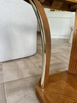 Guéridon/Table d’appoint octogonale en chêne et verre – style Art Déco