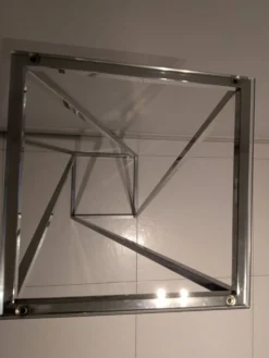 Guéridon tablette inox et verre