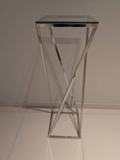 Guéridon tablette inox et verre
