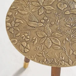 Handmade Brass Clad Side Table: Mid-Century Modern Accent Table