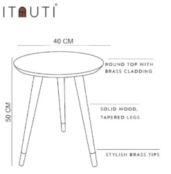 Handmade Brass Clad Side Table: Mid-Century Modern Accent Table