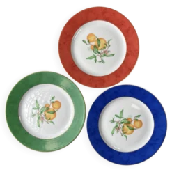 Haviland Limoges France lot 3 assiettes « Fruits d’Été » bord rouge bl