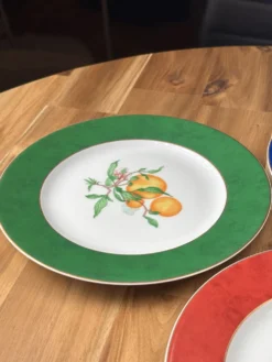 Haviland Limoges France lot 3 assiettes « Fruits d’Été » bord rouge bl