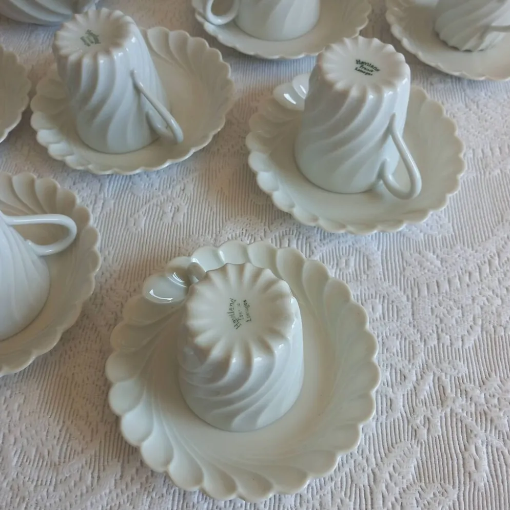 Haviland Limoges service à café Torse blanc doré 20 pièces 8 tasses