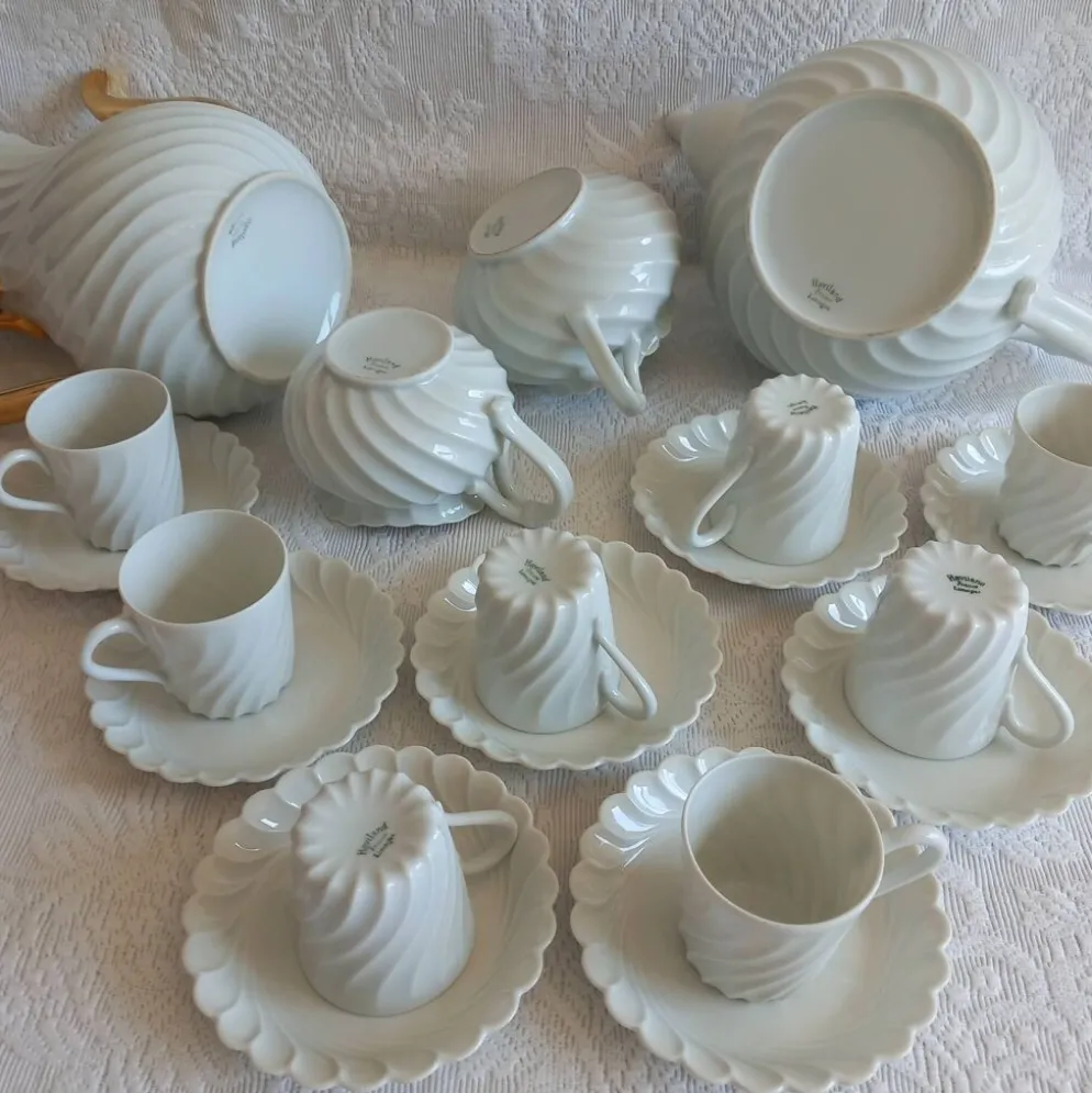 Haviland Limoges service à café Torse blanc doré 20 pièces 8 tasses